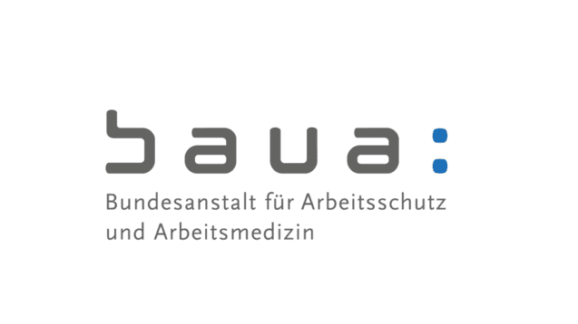 Logo der Bundesanstalt für Arbeitsschutz und Arbeitsmedizin (baua) in grauer Schrift mit blauem Punkt.