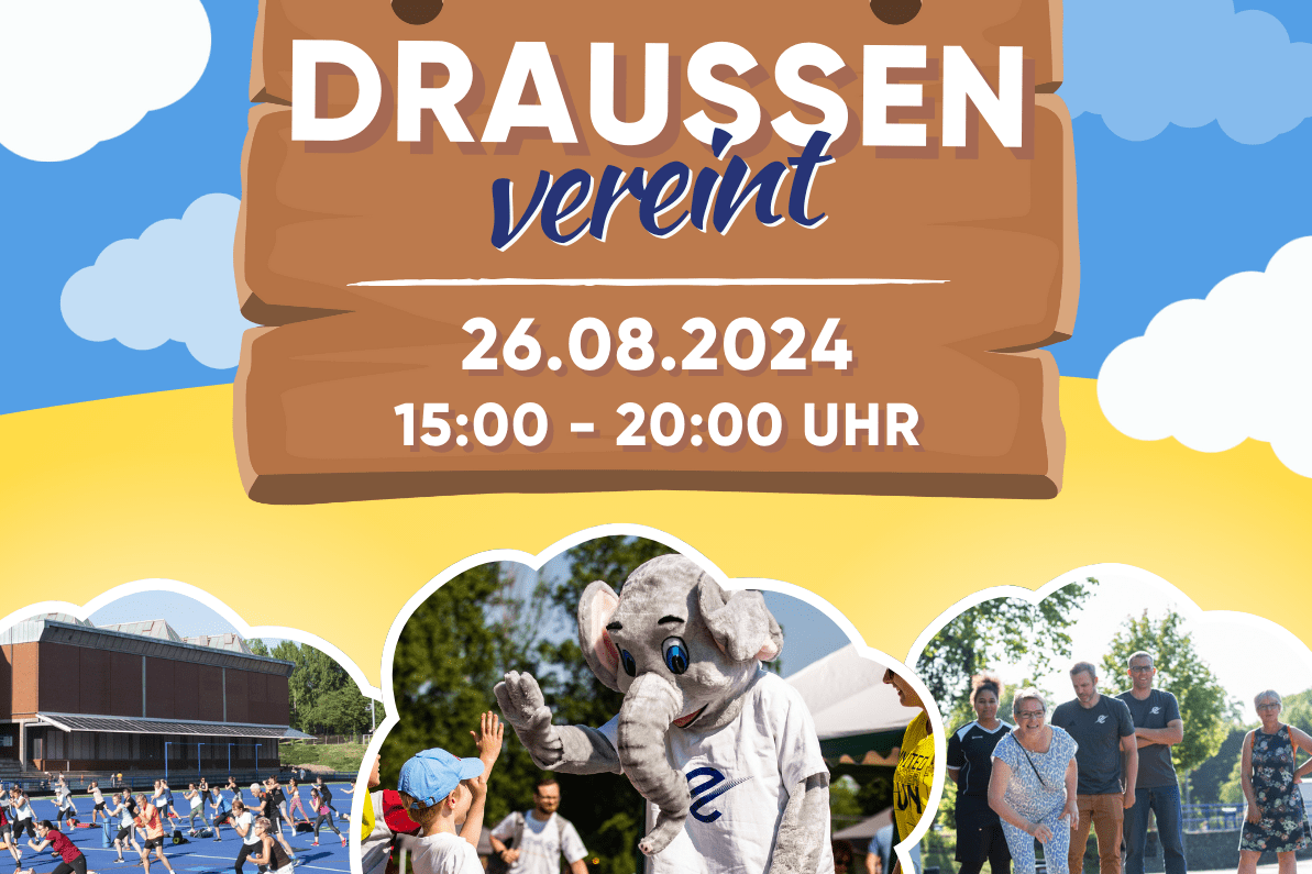 Buntes Eventplakat f&uuml;r ein Outdoor-Event, Datum, Uhrzeit und Veranstaltungsort sowie QR-Code sind sichtbar.