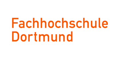 Logo der Fachhochschule Dortmund in orange, Schriftzug auf wei&szlig;em Hintergrund.