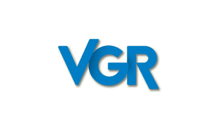 Logo der VGR in blauer Schrift auf wei&szlig;em Hintergrund. Die Buchstaben sind modern und klar gestaltet.