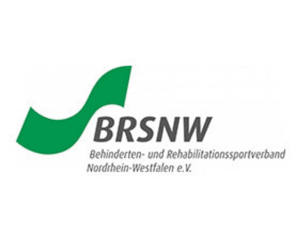 Logo des BRSNW, des Behinderten- und Rehabilitationssportverbands Nordrhein-Westfalen e.V., in gr&uuml;nen und grauen Farben.