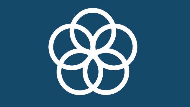 Symbol f&uuml;r Ziel 17 der UN-Nachhaltigkeitsziele: Partnerschaften zur Erreichung der Ziele, auf blauem Hintergrund.